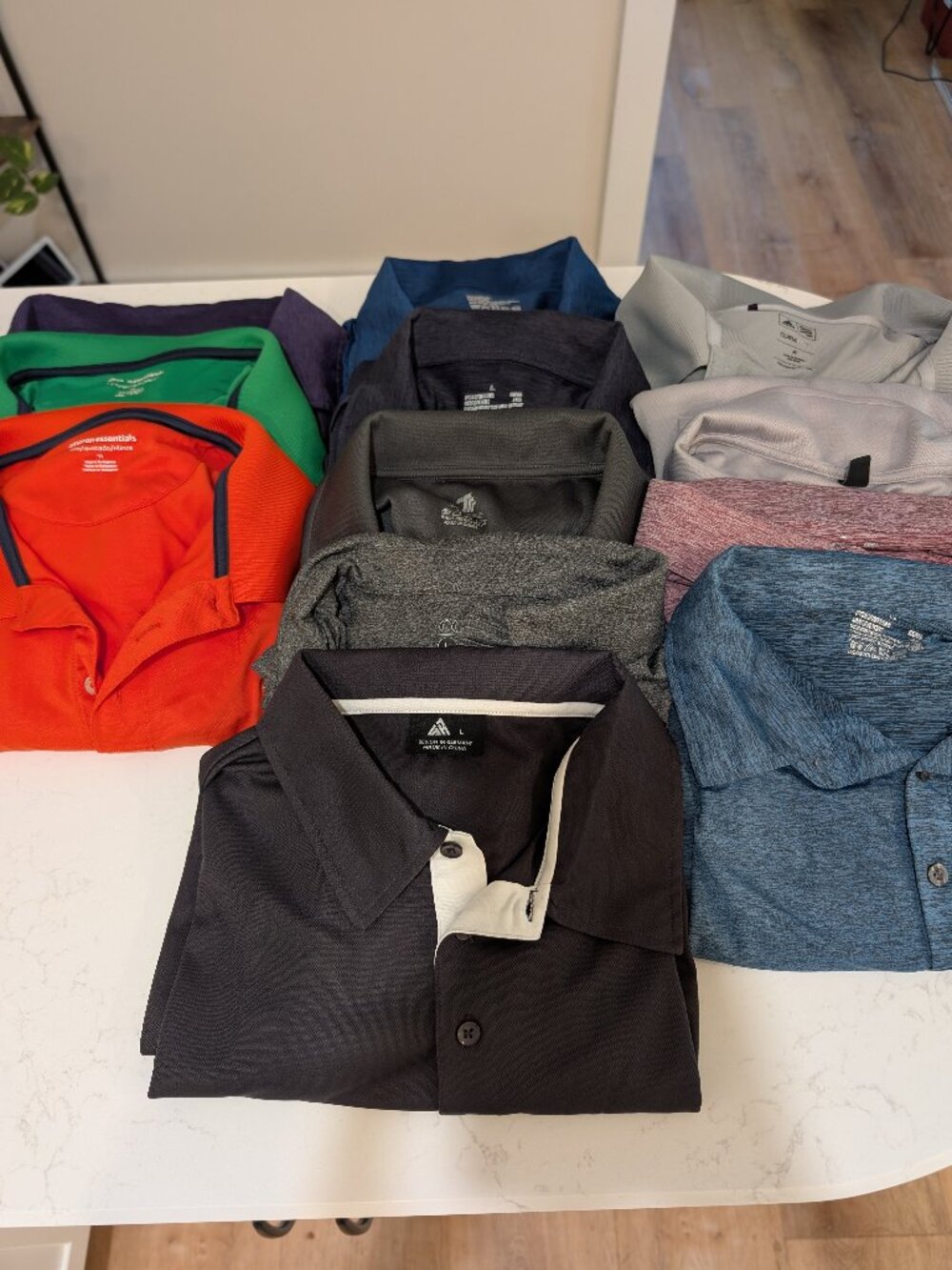 Men’s Polo Shirt Bundle Lot of 12 Size M & L Performance Stretch